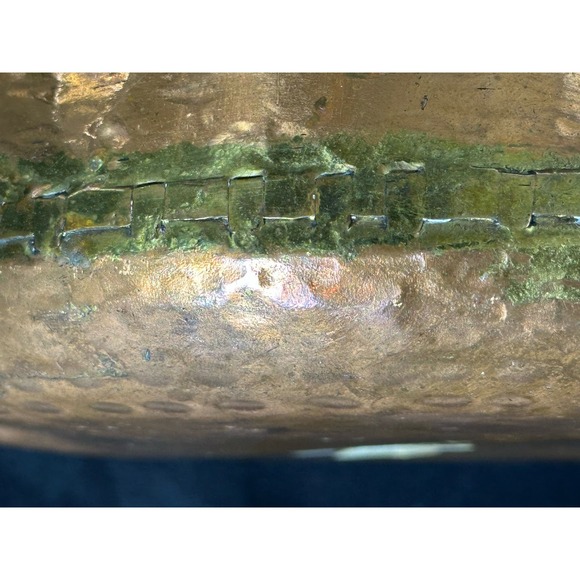 Turkish Hammered VTG Copper Pot Dovetail Seams Rolled Edge Forged Handles RARE - Picture 15 of 15